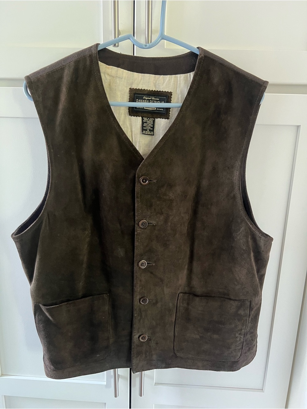 Vintage Banana Republic Brown Suede Leather Vest. Size Mens M